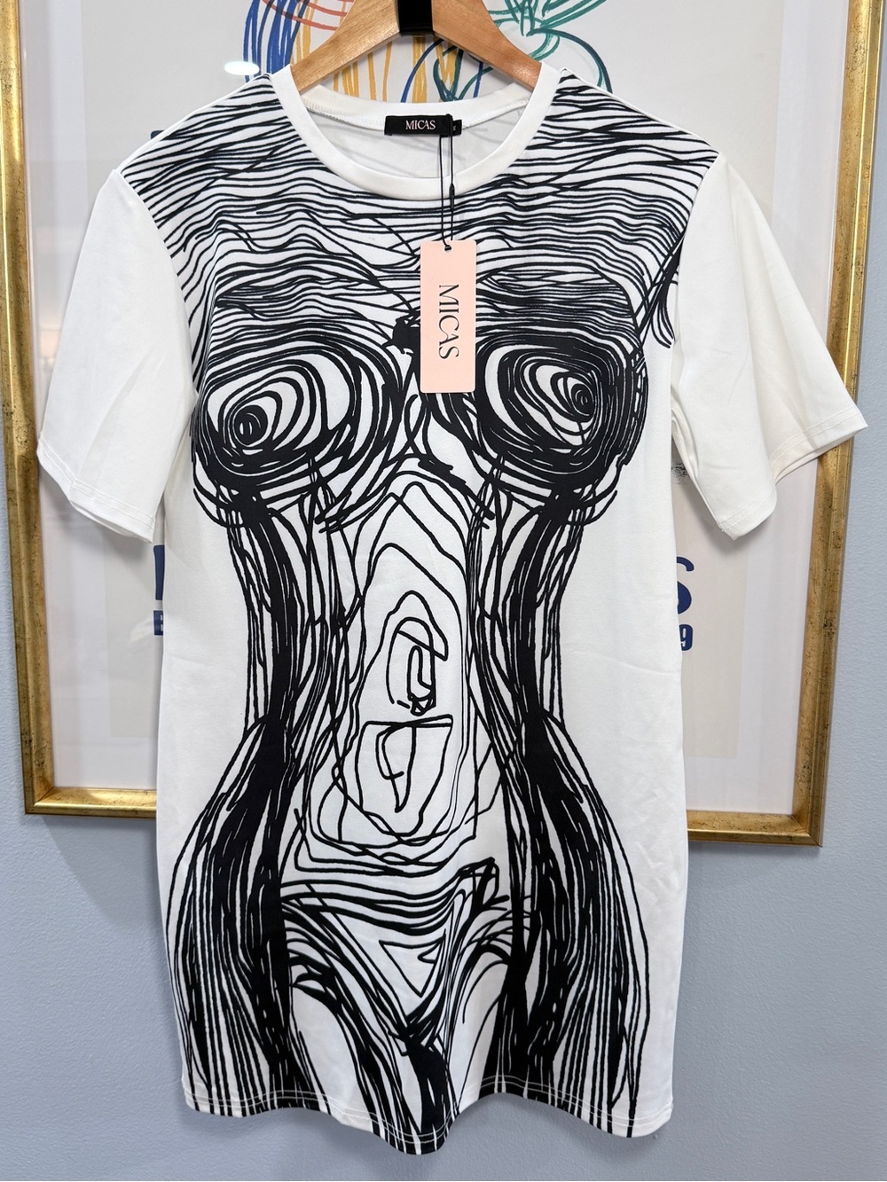 Micas Trompe L’oeil Female Stick Figure Naked Illusion Mini Dress Medium